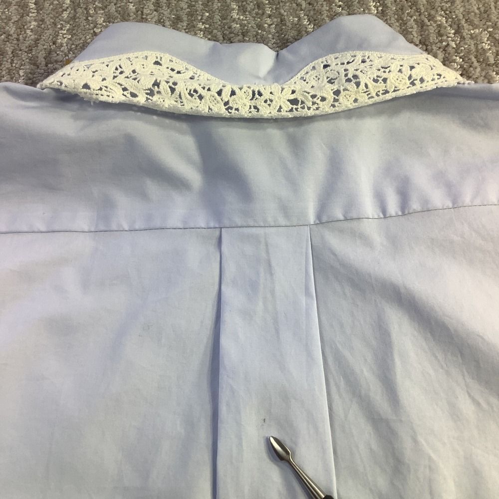 Sandro Gaia Light Blue Lace Trim Cropped Cotton Button Down Shirt Size 40 2 NWT - Picture 14 of 14